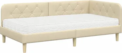 Obrázok produktu pre vidaXL Rohový rám postele krémová 90 x 190 cm látka