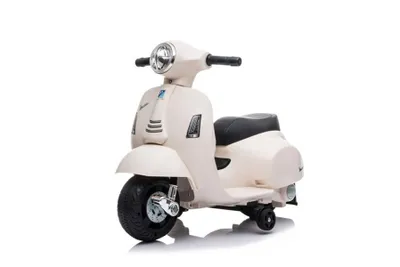 Produktbild von Elektro-Rutschroller Vespa GTS, weiß, mit Hilfsrädern, lizenziert, Lithiumbatterie, Ledersitz, 30-W-Motor