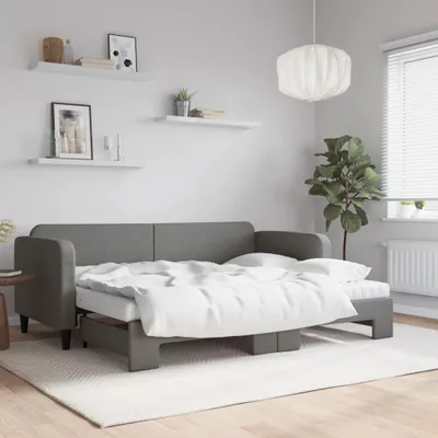 Image de Maison Exclusive - Canapé-lit convertible avec matelas gris foncé 80 x 200 cm en tissu