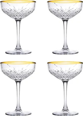 Obrázek produktu pro Pasabahce šampaňské Coupe Timeless 27 cl - transparentní zlatá 4 kusy
