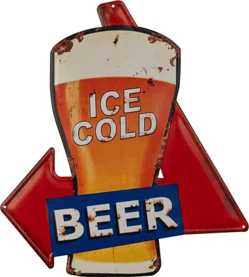 Produktbild von Moritz Blechschild 45 x 50 cm Weizen Bier Ice Cold Pfeil Bar Glas Deko Metallschild Retro Vintage Retro Sprüche lustig