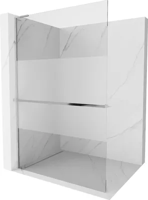 Image de Mexen Kioto+ L paroi de douche avec tablette de plain-pied 100 x 200 cm, transparent/givré, chromé - 800-100-123-01-35