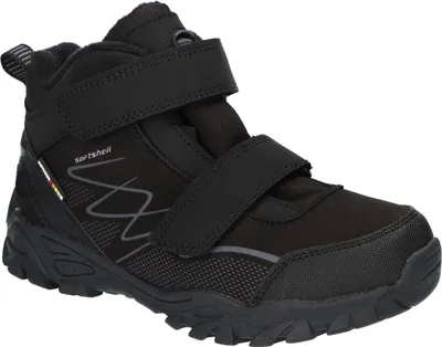 Produktbild von American Club Wt265 Kinder Winterstiefel Softshell mit Klettverschluss | Gefüttert mit Fleece | Wasserdicht, Rutschfest & Warm | hochwertig Winterschuhe Schwarz 32