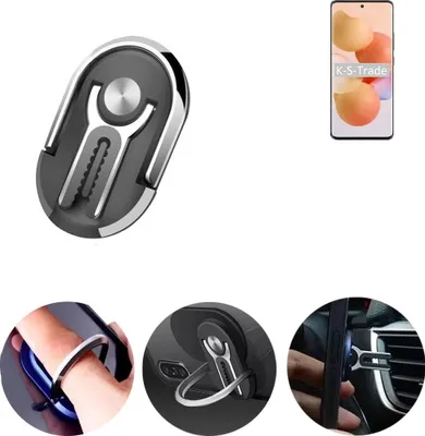 Produktbild von K-S-Trade 3in1 Smartphone-Ring Handy-Ring kompatibel mit Xiaomi Civi Fingerhalterung  Handyring Tischständer Lüftungsgitter-Halterung Tisch Ständer
