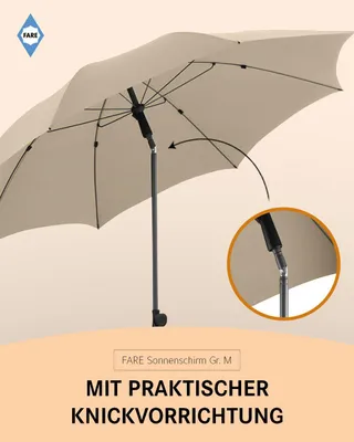 Produktbild von FARE Sonnenschirm M Höhenverstellbar Knickvorrichtung Lichtschutzfaktor UPF 50+ ⌀180cm, Farbe:Natur