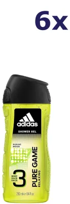 Produktbild von 6x Adidas Douche & Shampoo Men - Pure Game 250ml