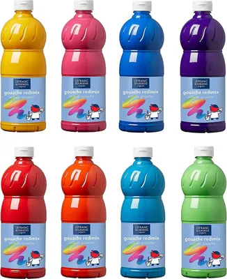 Produktbild von LEFRANC & BOURGEOIS Gouachefarbe 1.000 ml farbig sortiert 8 Flaschen