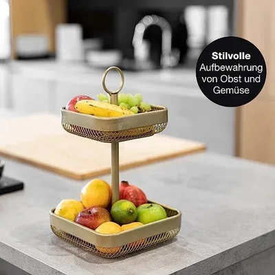 Obrázek produktu pro Zlatá skříňka na ovoce – moderní zlatá mísa na ovoce – nádoba na ovoce, zeleninu a pečivo