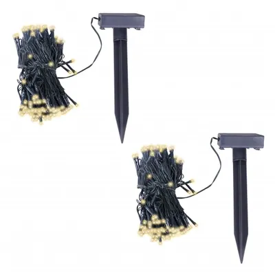 Image de guirlandes solaires vidaXL 2 pcs. LED blanc chaud