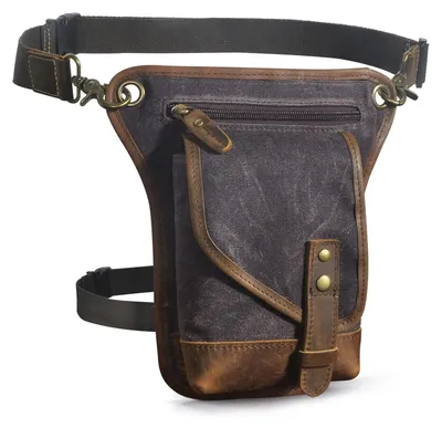 Produktbild von Omgoods – Wasserdichte Stirntasche aus Canvas und Leder für Motorrad und Outdoor-Aktivitäten