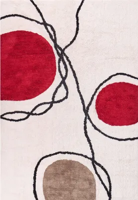 Zdjęcie produktu dla BELIANI Dywan beżowo-czerwony bawełniany 160 x 230 cm abstrakcyjny wzór salon sypialnia