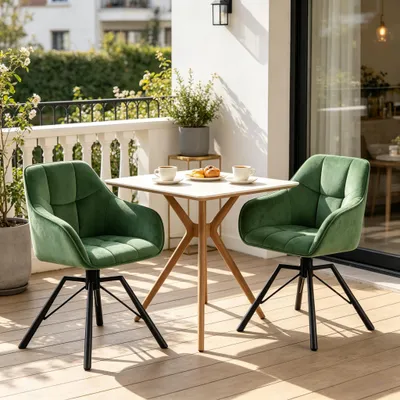 Immagine prodotto di Sedie da cucina larghe e confortevoli, sedia da pranzo girevole, sedie da cucina con schienale imbottito (solo 2 sedie), colore verde scuro
