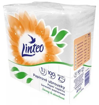 Obrázek produktu pro Ubrousky papírové Linteo, 1vrstvé, celulóza, 30x30 cm, bílé, 100 ks