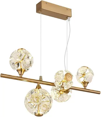 Produktbild von LED Pendelleuchte Hängeleuchte Esszimmerlampe 5-flammig Gold Metall H 150 cm