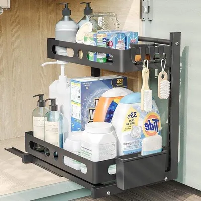 Produktbild von Famanu Unterbauorganizer 2-lagig mit verstellbarer Höhe - Schwarz