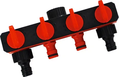 Produktbild von Gartenschlauch Verteiler 4 Wege regelbar Wasserverteiler Schlauchverteiler