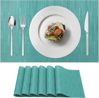Image de Sets de table, 6 pièces, 45 x 30 cm, antidérapants, résistants à la chaleur, lavables, pour la cuisine
