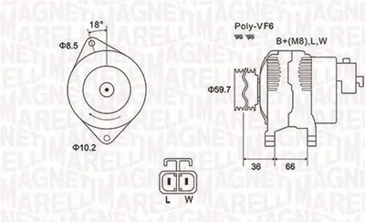 Produktbild von MAGNETI MARELLI 063731901010 Lichtmaschine Generator LiMa 100A 12V für OPEL Corsa C Schrägheck (X01) Meriva A (X03) COMBO Kasten/Kombi COMBO Tour