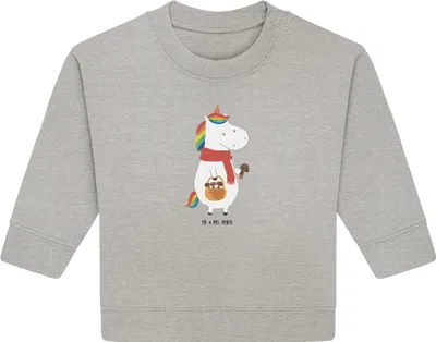 Produktbild von Mr. & Mrs. Panda Organic Baby Pullover Einhorn Pilz 24. - 36. Monat - Heather Grey - Geschenk, Unicorn, Pilze, Einhörner, Bullover, Spruch, Motivation