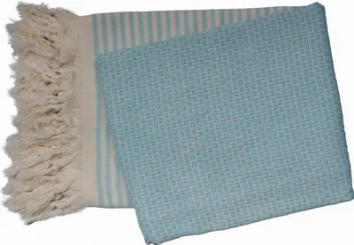 Produktbild von PHLOX Hamamtuch 100 x 200 cm aus 100% Baumwolle, Sauna Tuch, Strandtuch, Yoga Tuch & Spa Tuch - Türkisblau