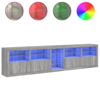 Image de Buffet avec lumières LED sonoma gris 283x37x67 cm