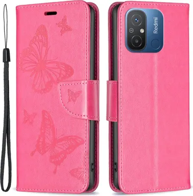 Produktbild von Xiaomi Redmi 12C Hülle - Coverup Schmetterlinge Klapphülle - Rosa