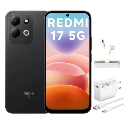 Obrázok produktu pre XIAOMI REDMI 17 5G, 4 GB RAM, 256 GB úložisko, čierna farba, 7500 mAh batéria, 120 Hz displej, nabíjačka 67 W + Bluetooth slúchadlá