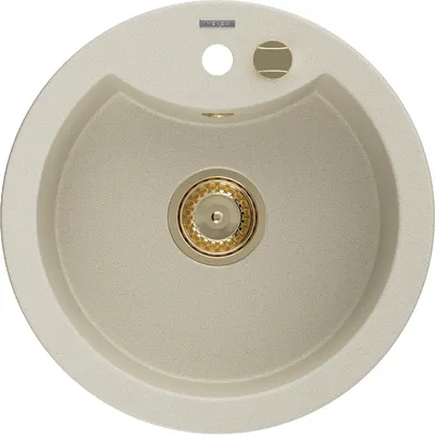Zdjęcie produktu dla Mexen Diego zlewozmywak granitowy 1-komorowy 488 x 480 mm, beżowy, syfon złoty - 6512481000-69-G