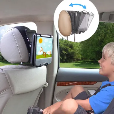 Productafbeelding van Hoofdsteun houder - Draagbare speler - Reizen met kinderen - Verstelbare klemmen - 7-10 inch - Zwart