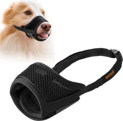 Produktbild von Maulkorb für Hunde, weicher Nylon-Maulkorb gegen Beißen, Bellen und Kauen, atmungsaktives Air-Mesh, trinkbar, verstellbare Schlaufe, für kleine, mittelgroße und große Hunde – L, Schwarz