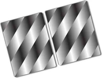 Produktbild von Tulup Glas Herdabdeckplatte - 2x40x52 cm - Glaskeramikkochfeld-Abdeckung Spritzschutz Glasabdeckplatte Kochplattenabdeckung und Schneidebrett - Zweiteilig - Kunst: modern & klassisch - Abstrakte Streifen - Silber