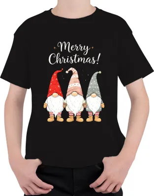 Produktbild von Merry Christmas! Weihnachtswichtel Gnome niedlich Weihnachten Uni Kinder T-Shirt, Schwarz, 128