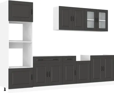 Produktbild von 7-tlg. Küchenschrank-Set Kalmar Schwarz Holzwerkstoff