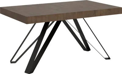 Image de ITYHOME - Table extensible 160/420X90 cm Terium effet bois, noyer pieds anthracite