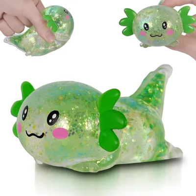 Produktbild von Axolotl Squishy Spielzeug Langsam Steigend Stressabbau Fidget Toy Weich Sensorik Quetschtier für Kinder Erwachsene Anxiety Fokus 9,5cm- Grün