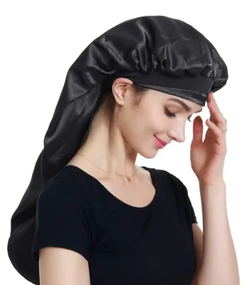 Imagen del producto de Gorro de satén de doble capa, con banda elástica, color , talla única, ideal para el cuidado del cabello