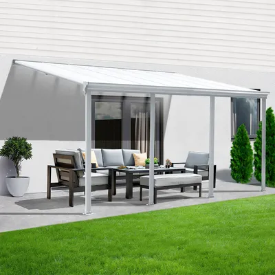 Zdjęcie produktu dla Markiza tarasowa Sky Guard, aluminium, 618 cm, zestaw do samodzielnego montażu, profile widoczne i płyty komorowe, kolor biały