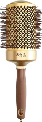 Zdjęcie produktu dla Olivia Garden Expert Blowout Shine Okrągła szczotka do włosów z falistym włosiem Gold & Brown 65 mm