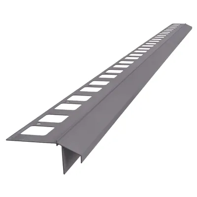 Zdjęcie produktu dla Renoplast Profil okapowy aluminiowy K100R, Do posadzki klejonej na tarasy i balkony, Profil prosty 200cm, Szary