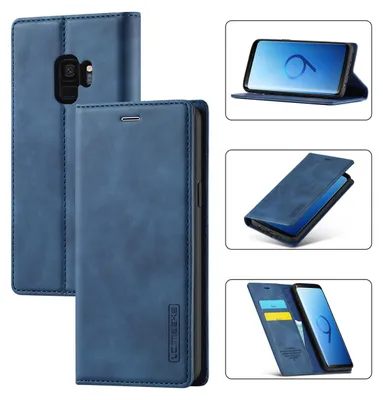 Immagine prodotto di Galaxy S9 Custodia in pelle con funzione stand e porta carte, custodia design portafoglio per Samsung Galaxy S9 blu