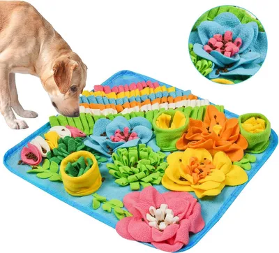 Produktbild von Schnüffelteppich 40x40 cm, Futter-Suchmatte, Trainingsmatte für Hunde, interaktives Spielzeug, Anti-Rutsch, waschbar, Intelligenztraining für alle Hun