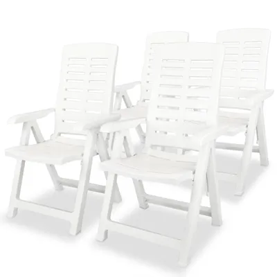 Image de vidaXL Chaises longues de jardin 4 pcs. Plastique blanc