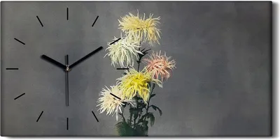 Produktbild von Wohnzimmer-Bild Leinwand Uhr Geräuschlos 60x30 Gemälde Blumen Pflanzen Kunst - schwarze Hände