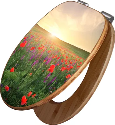 Produktbild von banjado Design WC Sitz Bambus Absenkautomatik -Sommerfeld - Toilettendeckel mit Absenkautomatik Holz/hochwertiger Bambus Klodeckel/WC-Sitz für alle gängigen Toiletten [TDB2 12679]
