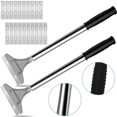Produktbild von 2 Stück Tapetenentferner Set mit 20 Ersatzklingen - Tapetenschaber und Fensterschaber, für Fenster, Fliesen, Tapeten