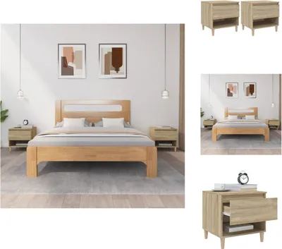 Immagine prodotto di vidaXL Comodini 2 pezzi rovere Sonoma 50x46x50 cm materiale a base di legno - Comodini