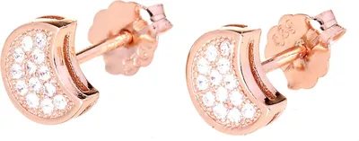 Produktbild von Karisma 1 Paar Damen Ohrstecker Mond Moon Silber Rosé-Gold 7mm Mit Zirkonia Steinen in Weiss HS-ERG24.RG