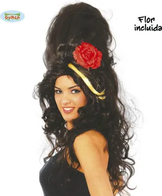 Produktbild von Popstar Beehive Hochsteckfrisur als Damen Perücke in schwarz
