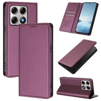 Obrázek produktu pro Kožené pouzdro pro Motorola Edge 70 Pro, magnetické flipové pouzdro zPolyuretankůže se stojánkem Fialová