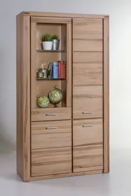 Produktbild von Vitrine Regal Tabea in Kernbuche geölt Teilmassiv Höhe 200cm Breite 110cm